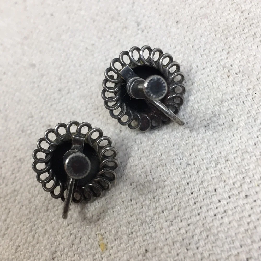 Vintage sterling silver Dome Button Earrings